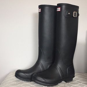 Tall Matte Black Hunter Boots